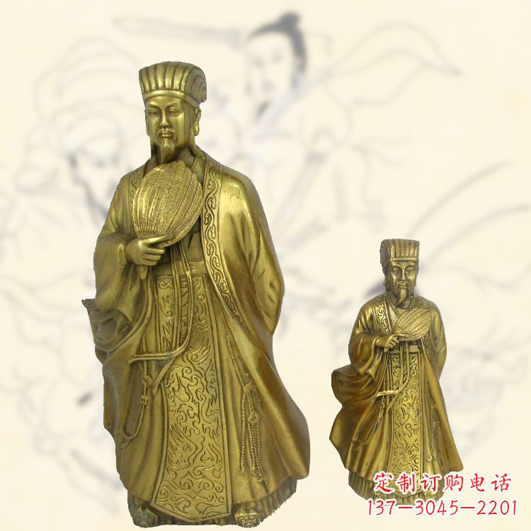 宁德铜雕名人诸葛亮雕像-纯铜铸造三国人物雕塑