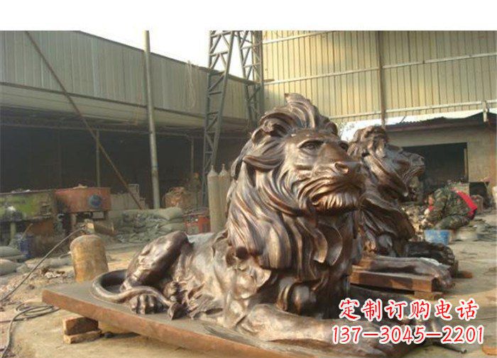 宁德铜雕狮子公司门口雕塑