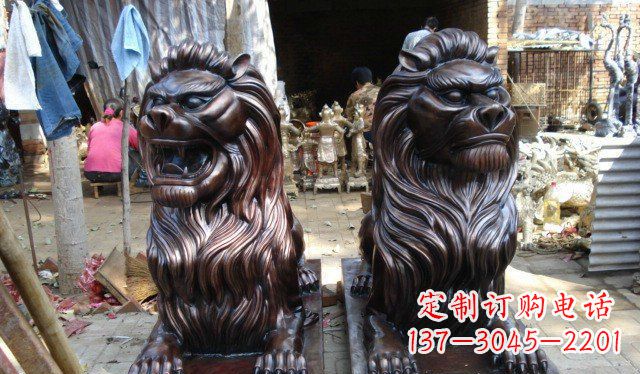 宁德铜雕狮子公司门口雕塑 (2)