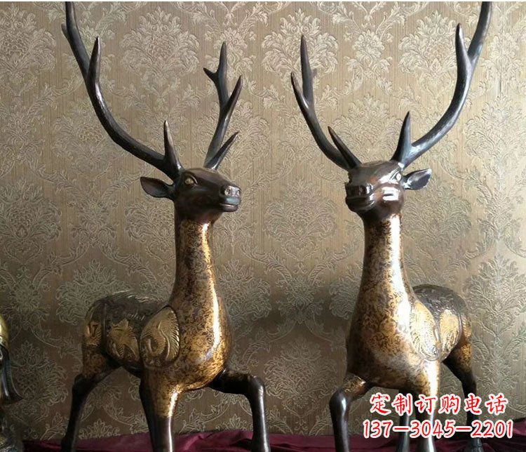 宁德铜雕室内装饰动物鹿雕塑