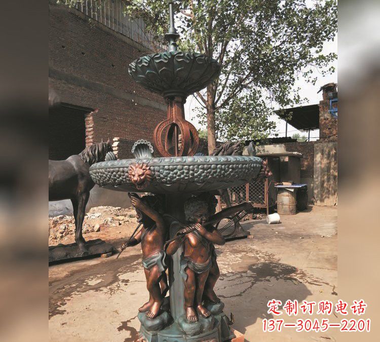宁德铜雕双层西方儿童喷泉