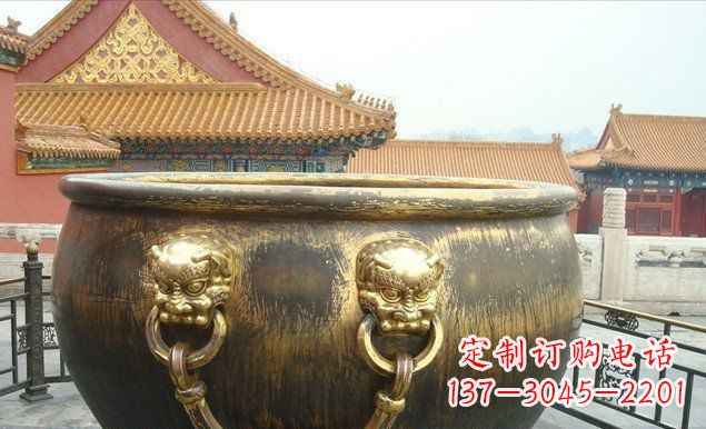 宁德铜雕水缸寺庙景观雕塑 (2)