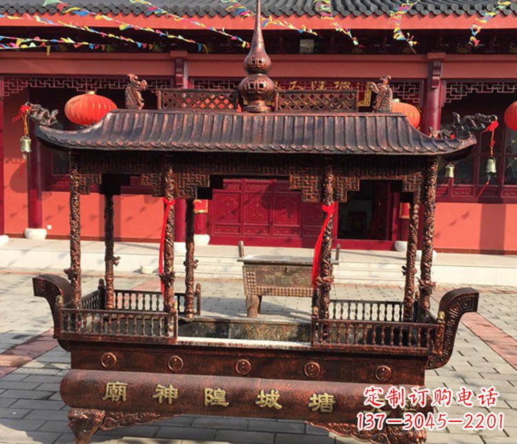 宁德铜雕寺庙佛光普照香炉雕塑摆件