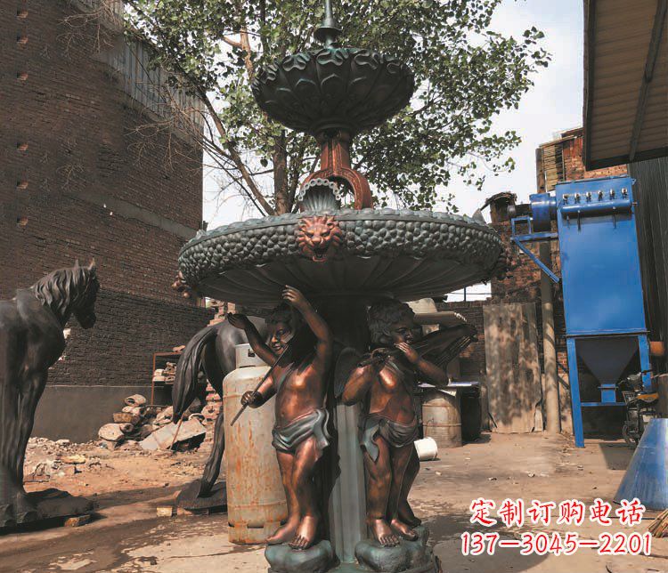 宁德铜雕西方人物喷泉景观雕塑