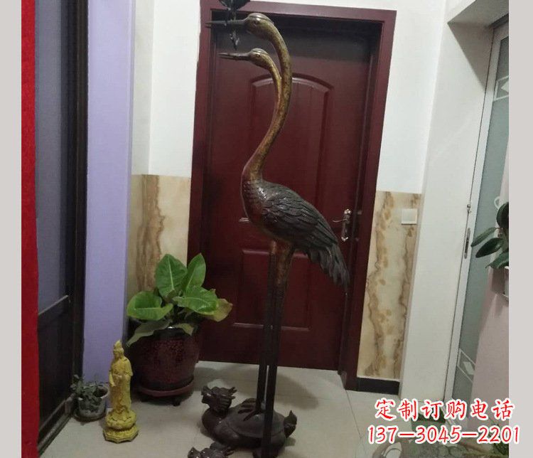 宁德铜雕仙鹤踩龟雕塑摆件 (2)