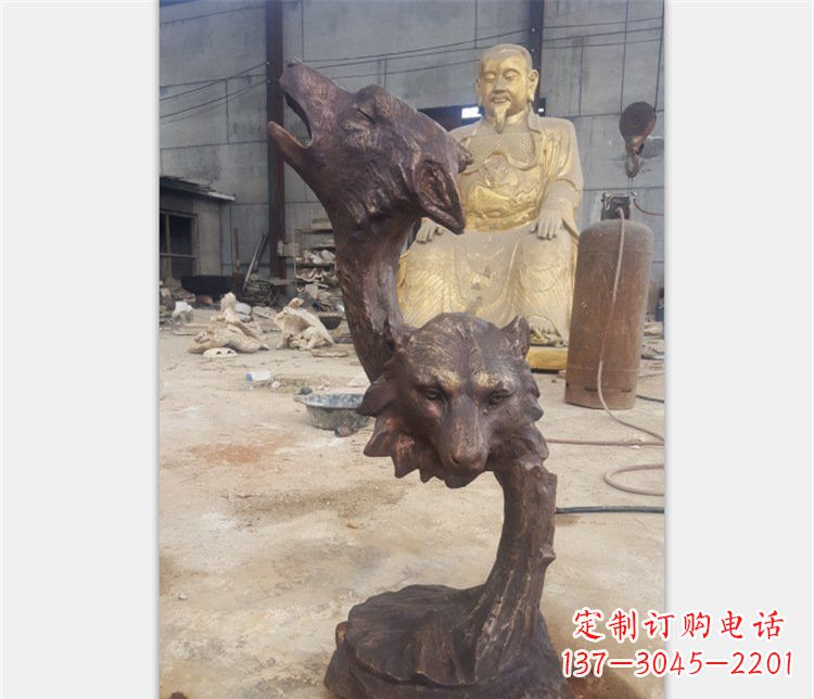 宁德铜雕园林金钱豹动物雕塑