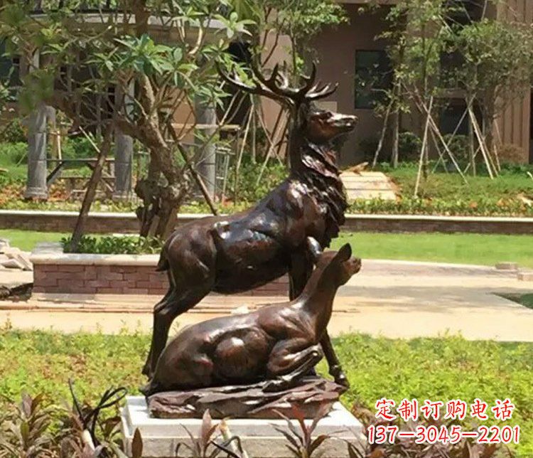 宁德铜雕园林梅花鹿雕塑摆件
