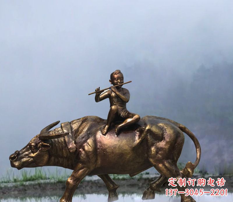 宁德铜雕园林牧童骑牛