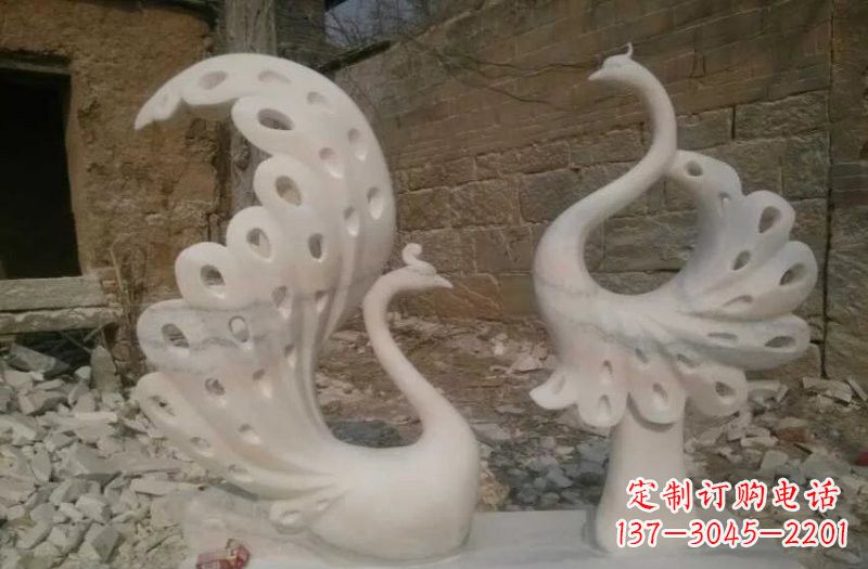 宁德晚霞红抽象石雕孔雀