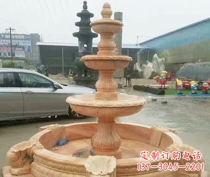 宁德晚霞红多层大型石雕喷泉 (3)