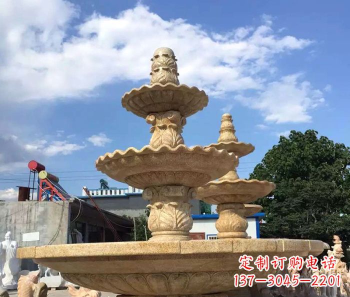 宁德晚霞红多层喷泉石雕