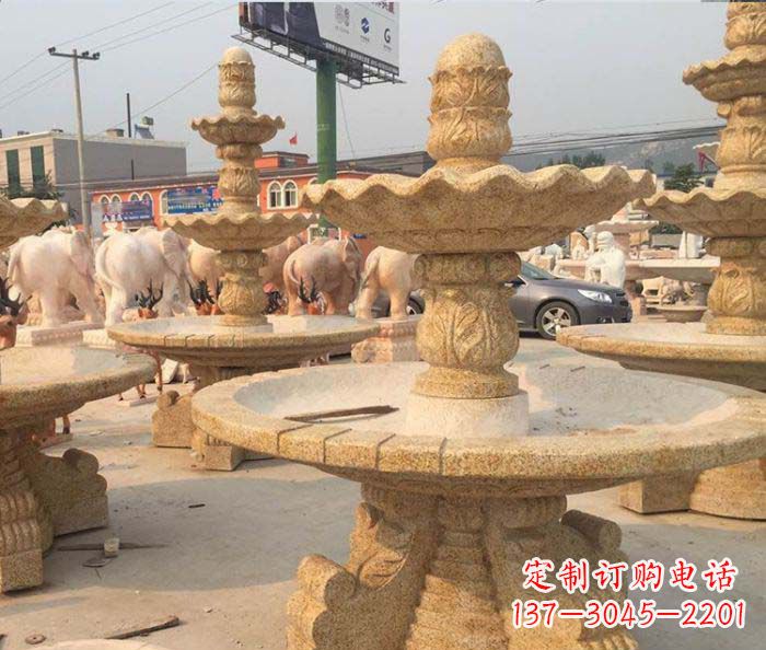 宁德晚霞红多层大型石雕喷泉