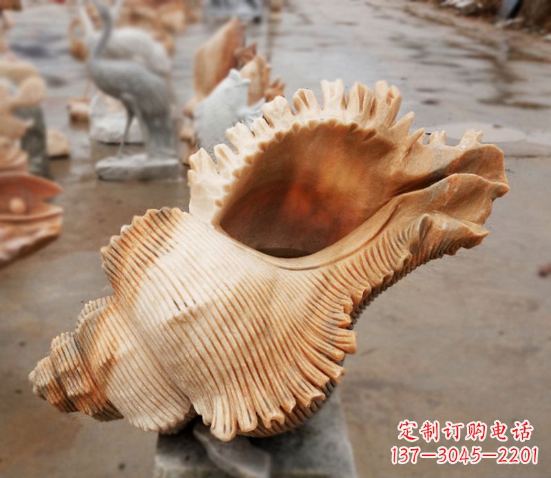 宁德晚霞红海螺石雕广场景观雕塑