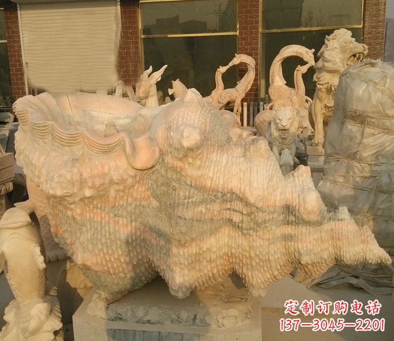 宁德晚霞红海螺石雕