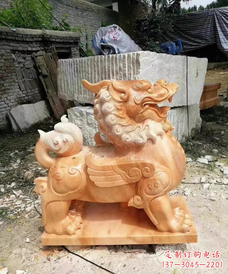 宁德晚霞红貔貅雕塑1