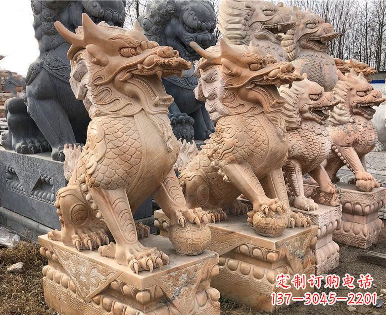 宁德晚霞红麒麟石雕 (2)