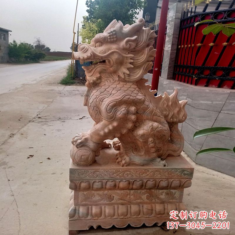 宁德晚霞红麒麟石雕