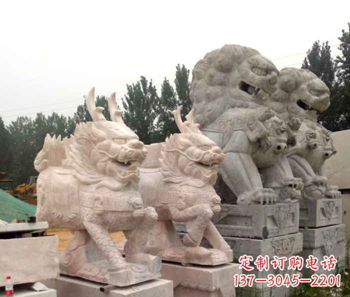 宁德晚霞红瑞兽麒麟石雕