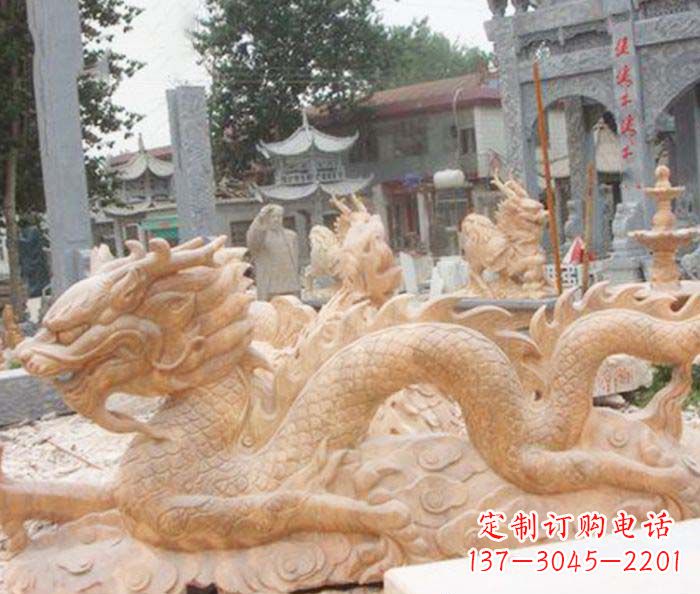 宁德晚霞红生肖龙石雕