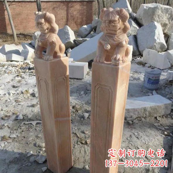 宁德晚霞红狮子拴马桩