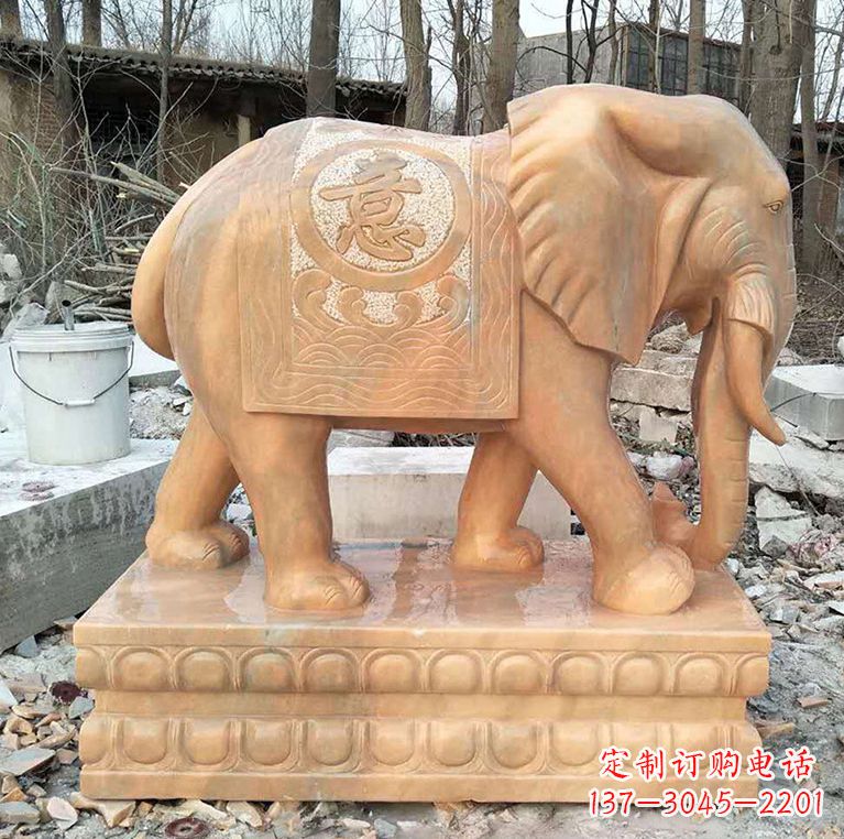 宁德晚霞红石材大象雕塑