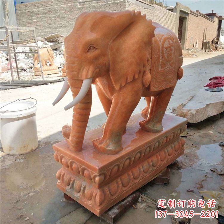宁德晚霞红石雕大象