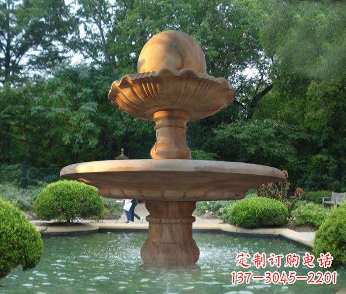 宁德晚霞红双层风水球喷泉公园石雕
