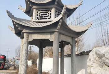 宁德典雅精美的青石六角石凉亭雕塑