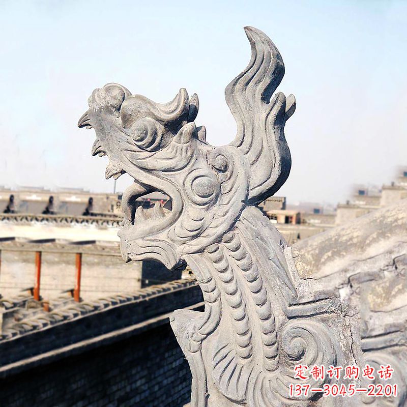 宁德屋脊鸱尾螭吻雕塑-古建装饰神兽动物雕塑
