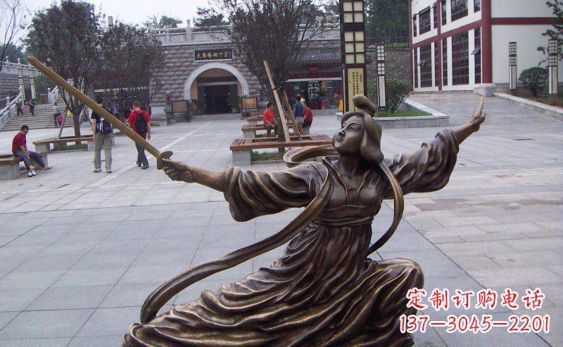 宁德舞剑的古代美女古代人物铜雕