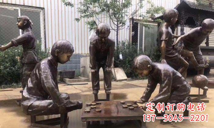 宁德下象棋儿童铜雕 (2)
