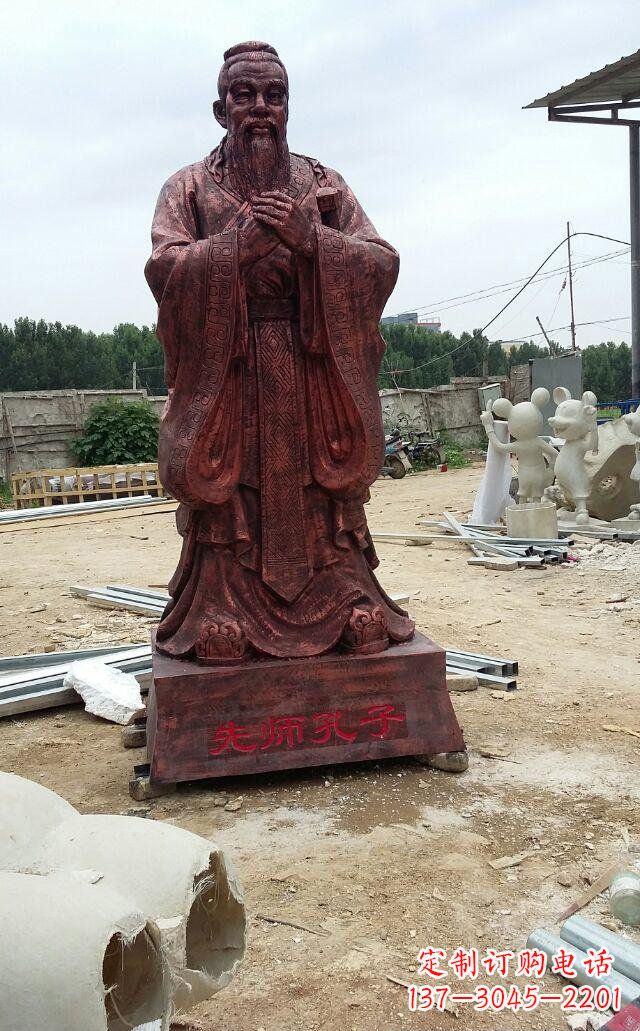 宁德先师孔子玻璃钢仿铜人物雕塑