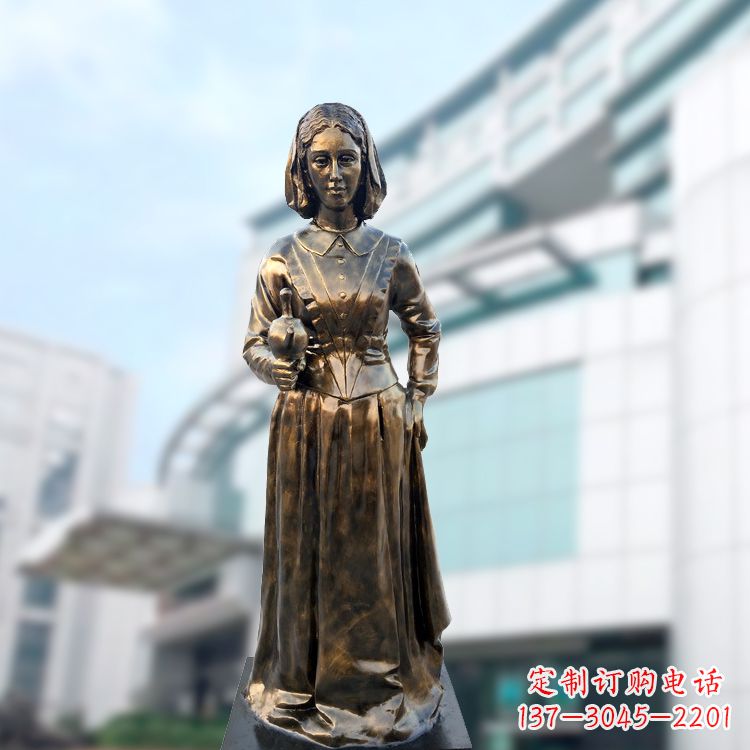 宁德现代护理教育奠基人南丁格尔玻璃钢仿铜雕像