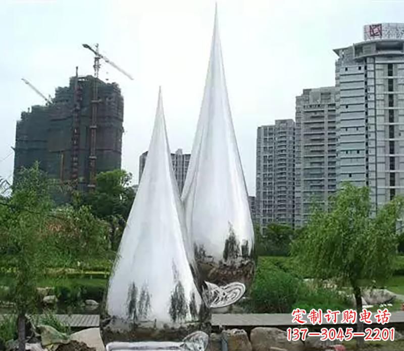 宁德小区不锈钢水滴雕塑