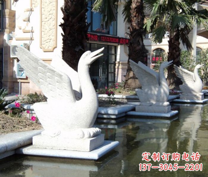 宁德小区景观大理石天鹅喷泉石雕