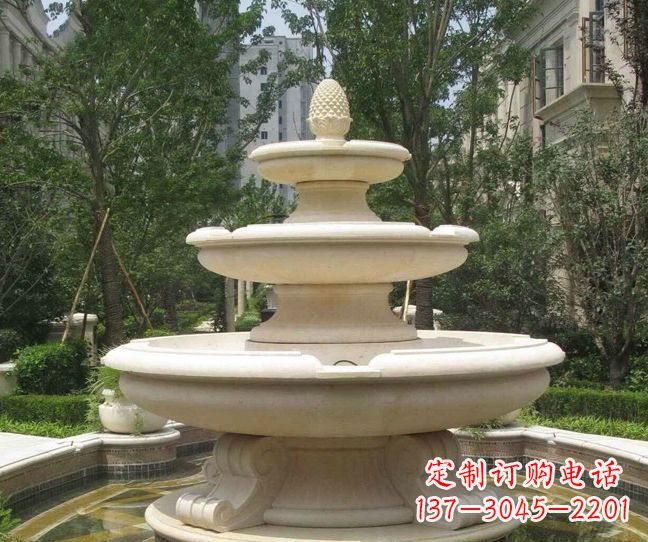 宁德小区景观晚霞红多层喷泉石雕