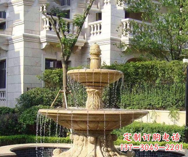 宁德小区景观晚霞红多层喷泉石雕 (4)