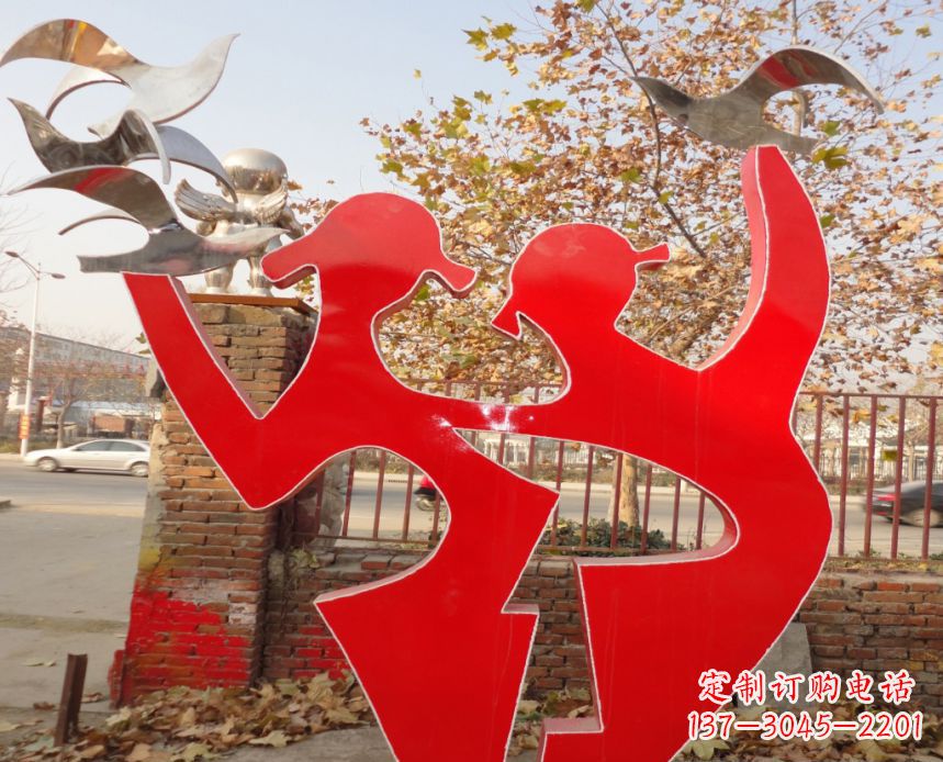 宁德校园不锈钢剪影人物和和平鸽雕塑
