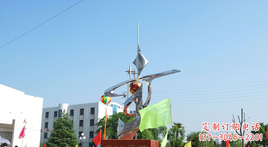 宁德校园不锈钢马踏飞燕地球雕塑