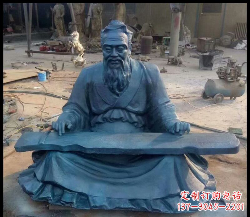 宁德校园孔子弹琴铜雕
