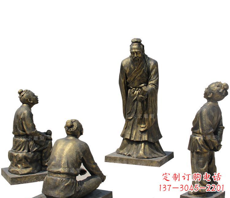 宁德校园孔子讲学铜雕塑