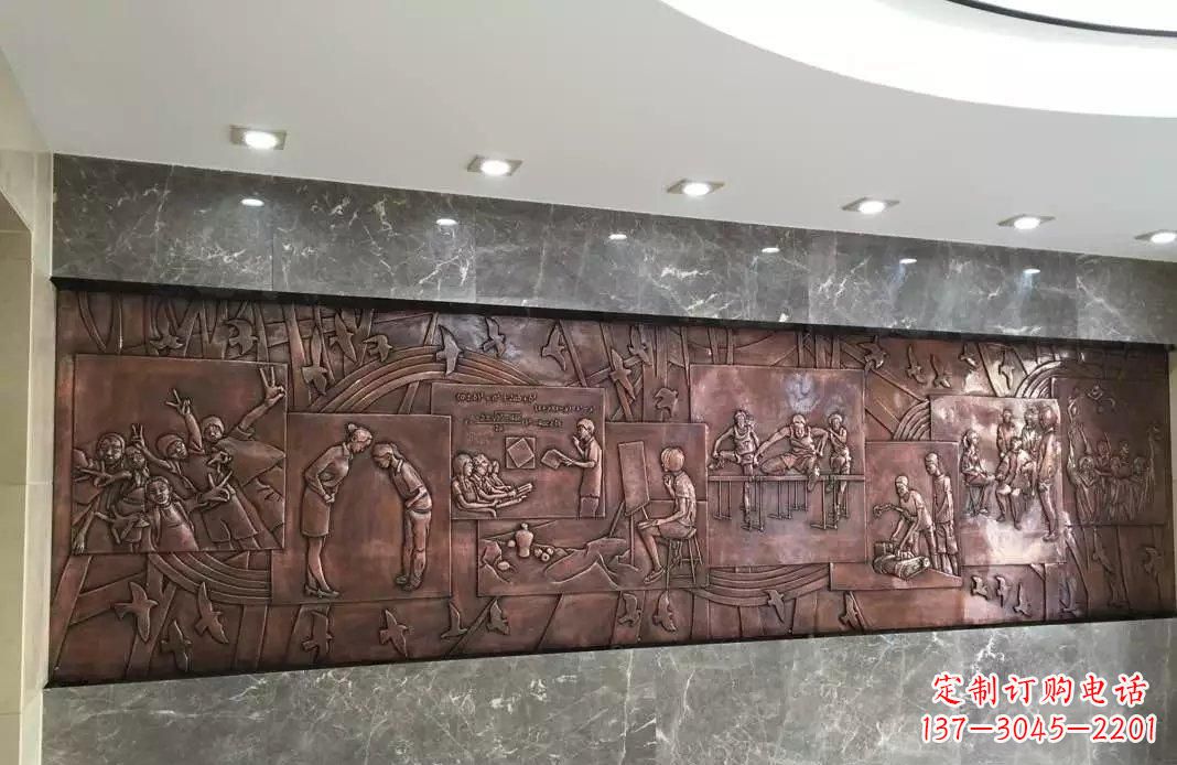宁德校园老师与学生铜浮雕