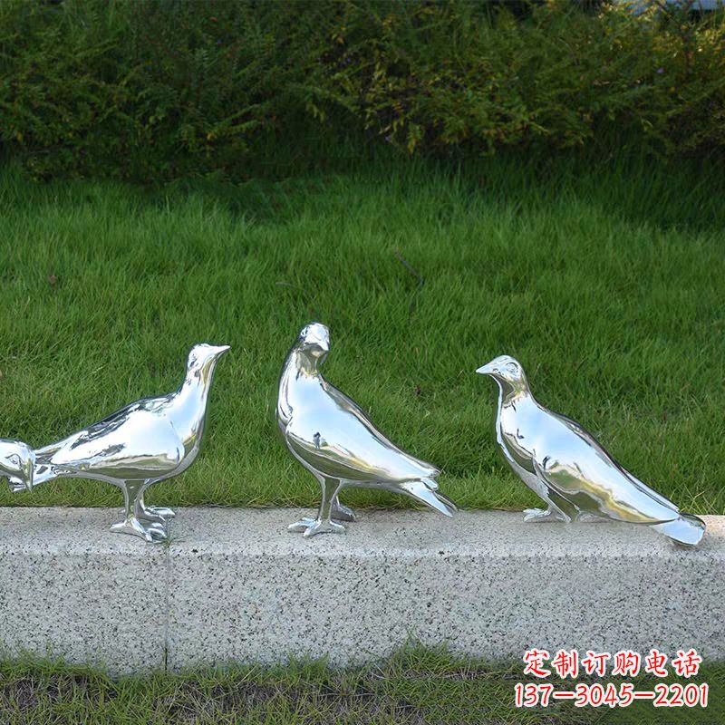 宁德银白色不锈钢电镀鸽子雕塑摆件