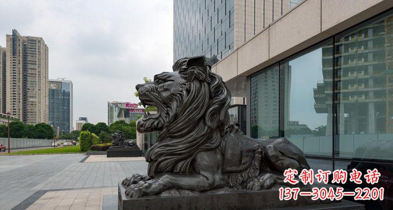 宁德银行铜狮子汇丰狮铜雕