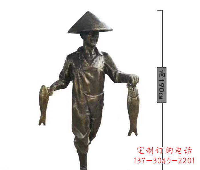 宁德渔夫捕鱼民俗铜雕 (2)