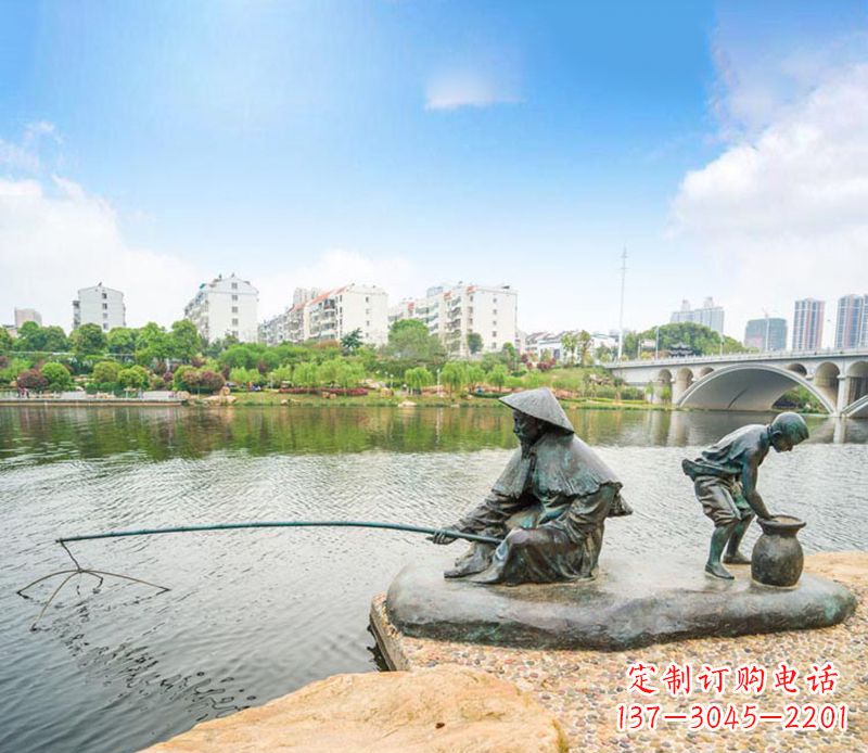 宁德渔翁钓鱼公园景观铜雕