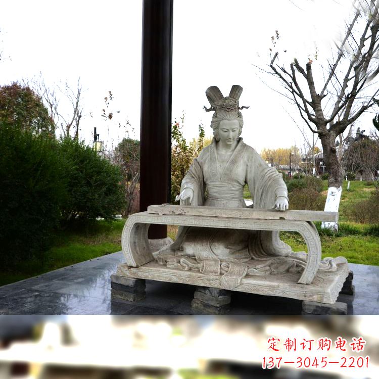 宁德虞姬弹琴雕塑-公园古代人物著名美女情景雕塑