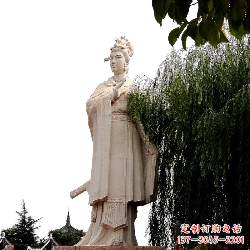 宁德虞姬砂岩石雕-景区园林古代人物著名美女雕像