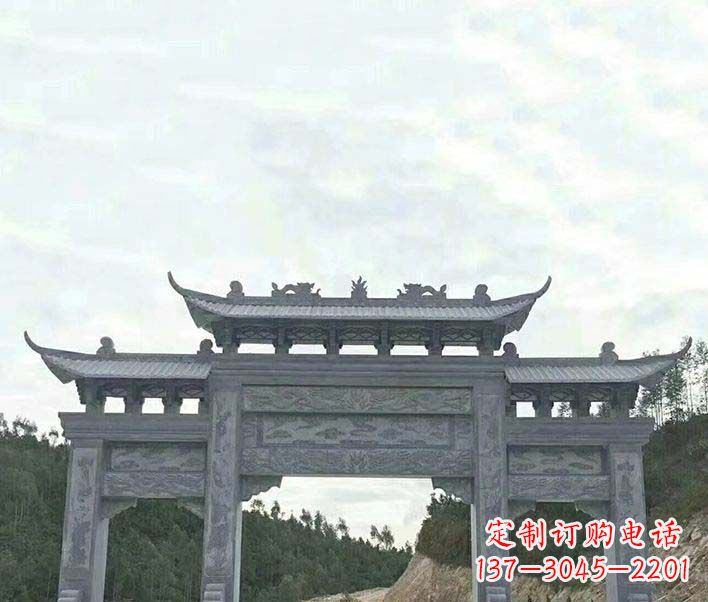 宁德园林仿古三门石牌坊景观石雕
