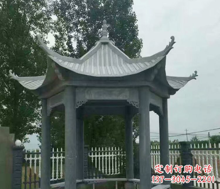宁德园林仿古石凉亭景观石雕 (2)